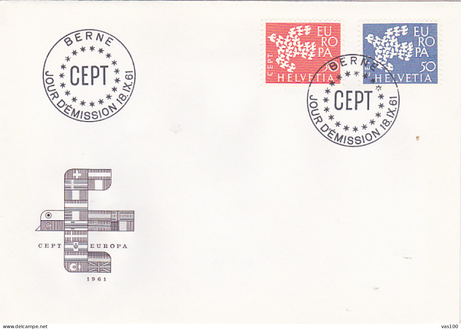 EUROPA CEPT, DOVE, COVER FDC, 1961, SWITZERLAND - 1961