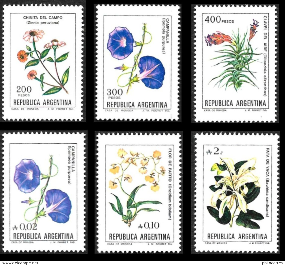 ARGENTINE  1982 à1988 -  6 Valeurs Fleurs   - NEUFS** - Ungebraucht