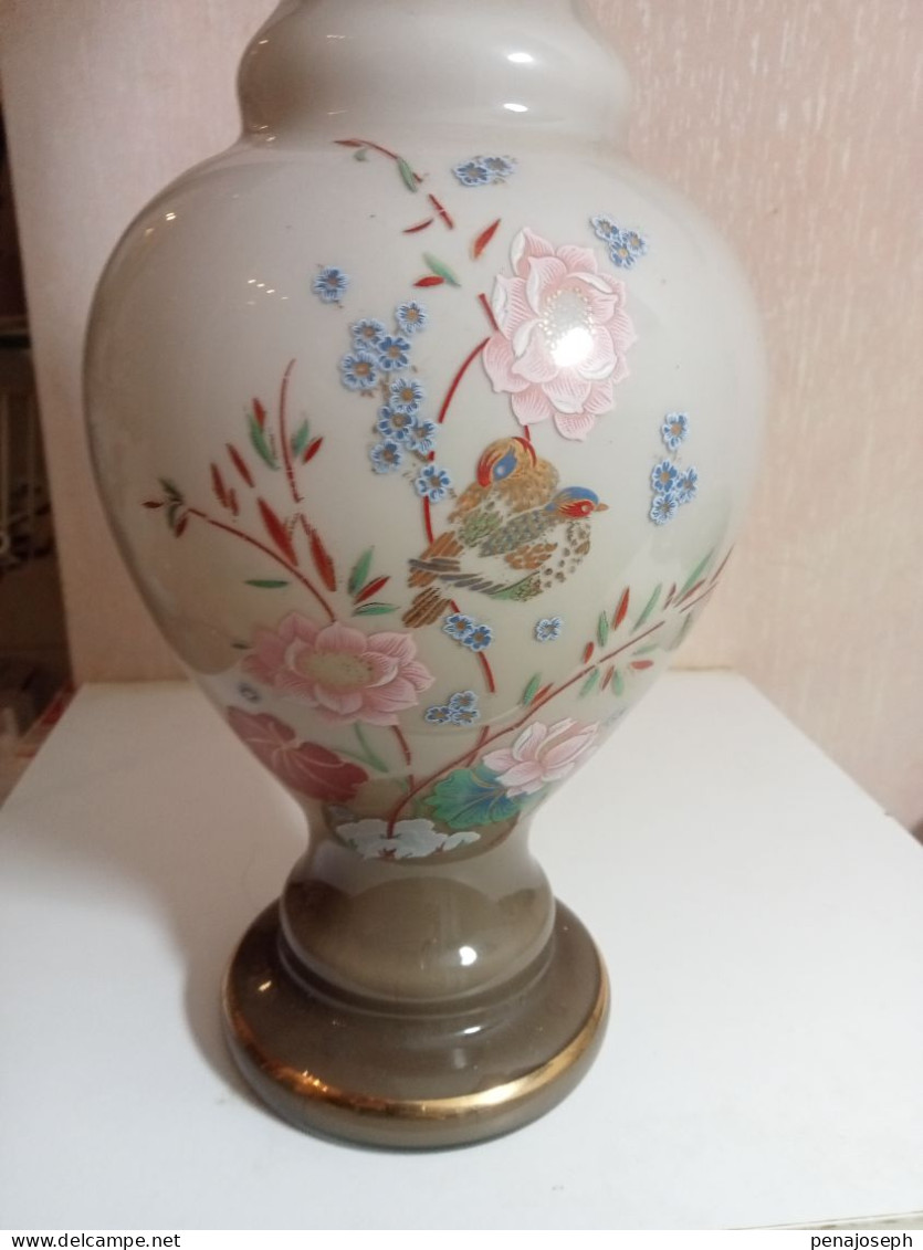 Vase Ancien  Opaline Hauteur 37 Cm Diamètre 15 Cm - Vasen