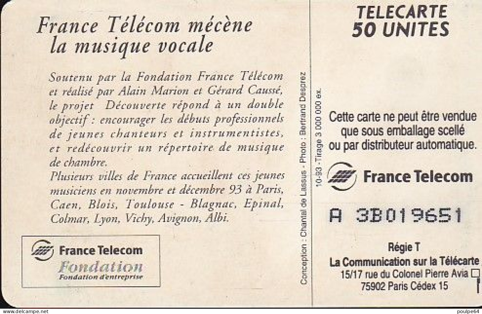 F447A - 10/1993 - CONCERT DÉCOUVERTE - 50 SO4 (puce Afnor) ((dos : Mat) - 1993