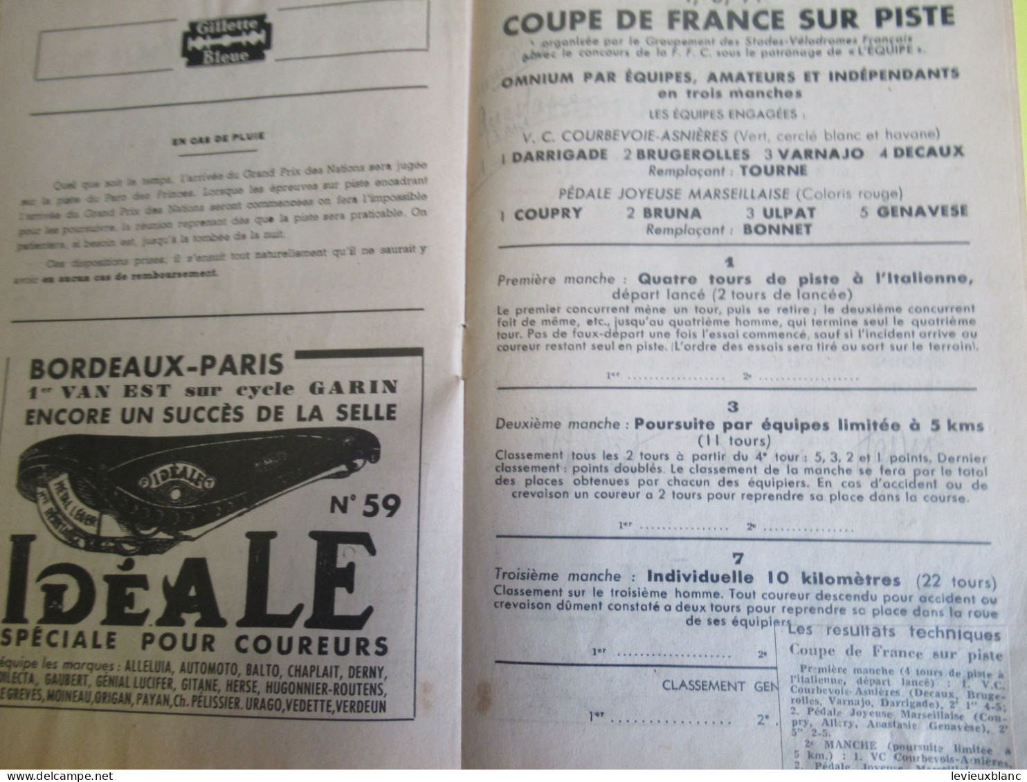 Programme/Vélodrome du Parc des Princes/ Saison 1950/Arrivée du Grand Prix des Nations /17 Septembre 1950     PROG365