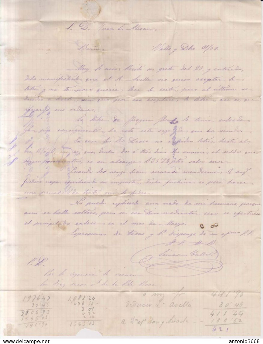 Año 1878 Edifil 192-188 Alfonso XII Carta Matasellos Valls Tarragona Simon Calvet - Cartas & Documentos