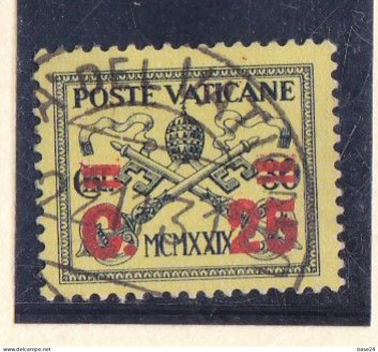 1931 Vaticano Vatican GIALLINO Serie Usata Soprastampata Con Linguella USED - Oblitérés