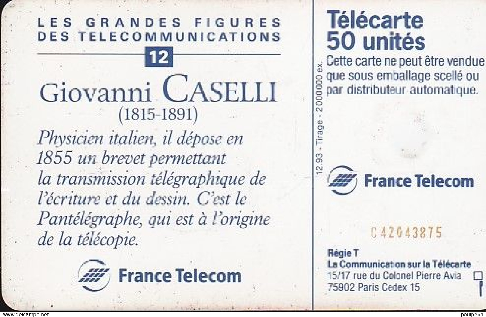 F451A - 12/1993 - GIOVANNI CASELLI - 50 SC7 - 1993