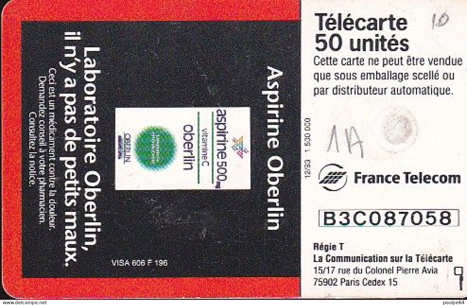 F452 - 12/1993 - OBERLIN ROUGE - 50 GEM1A ( Verso : 2ème Logo Moreno) - 1993