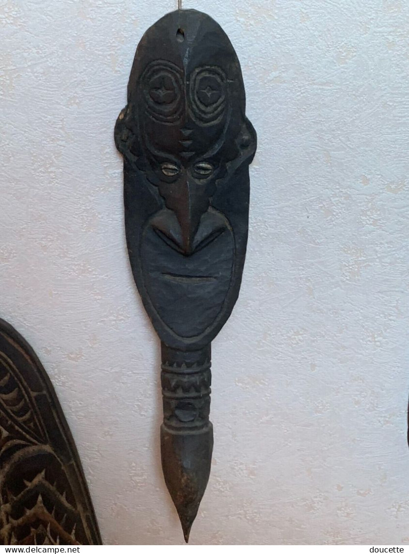 Ancien Masque Polynésien En Bois - Arte Africano