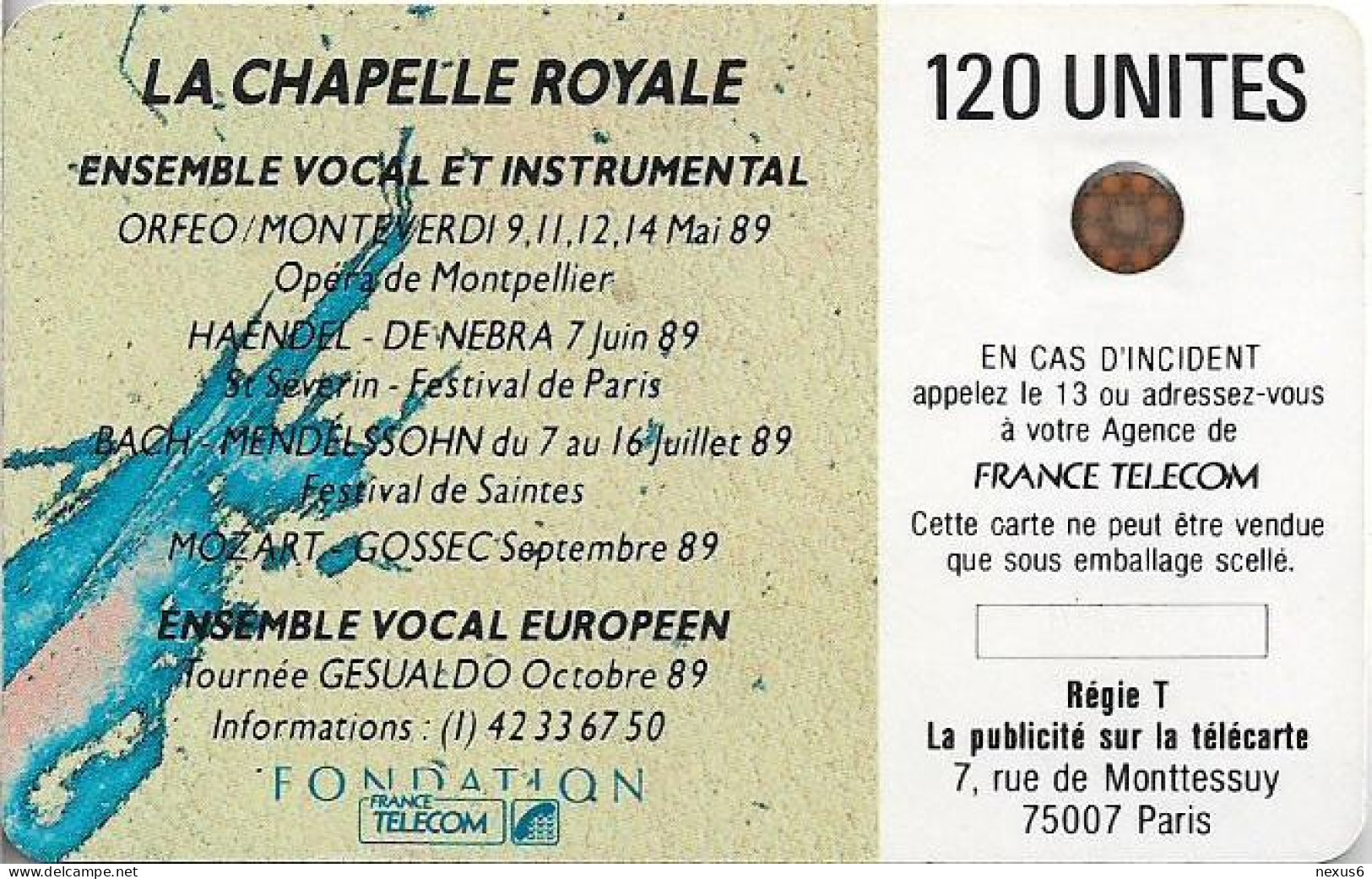 France - 0076 - Chapelle Royale 2 (texte Gras), SC4 GB, Cn. 105950, 06.1989, 120Units, 300.000ex, Used - 1989