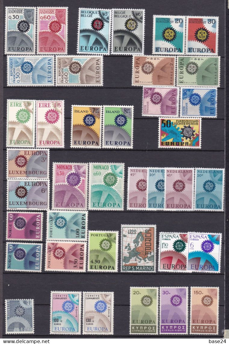 1967 EUROPA CEPT EUROPE ANNATA YEAR Di 19 Paesi E 39 Valori MNH** INGRANAGGIO - GEAR - Volledig Jaar