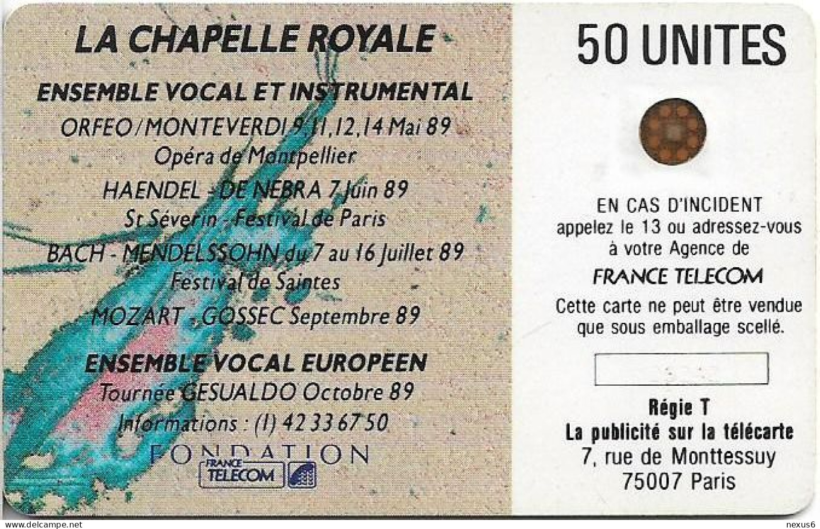 France - 0077A - Chapelle Royale 3 (texte Fin), SC5 GB, Cn. 106242, 06.1989, 50Units, 70.000ex, Used - 1989