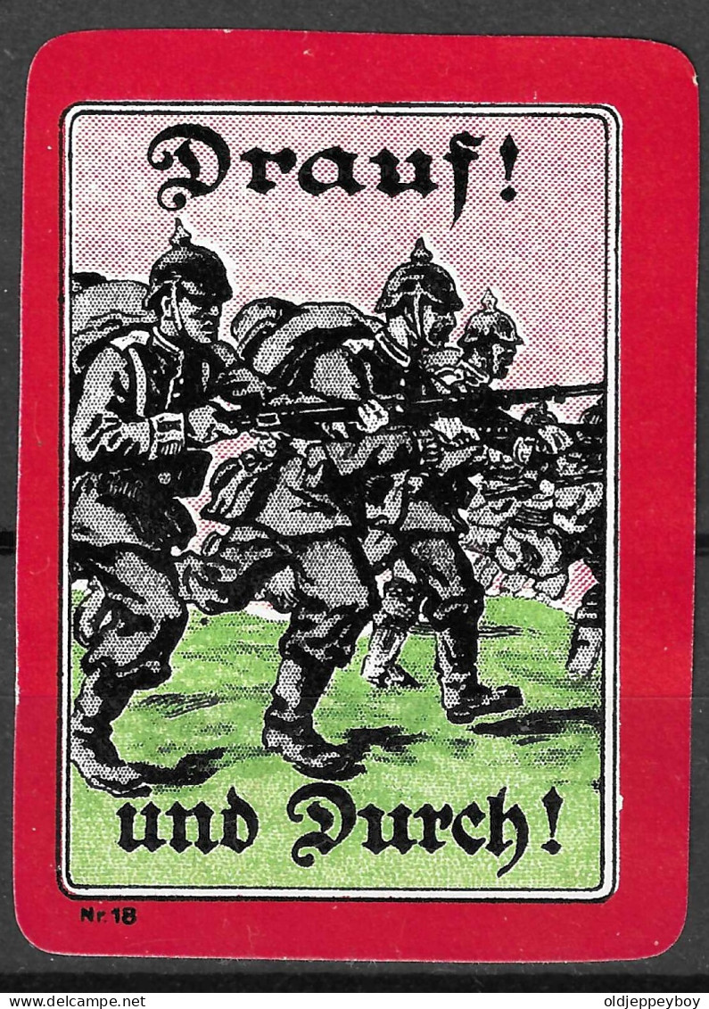 1914 DEUTSCHLAND WW1 GERMANY Propaganda Reklamemarke VIGNETTE Drauf Und Durch - Up And Through.  Soldier Motive - WO1