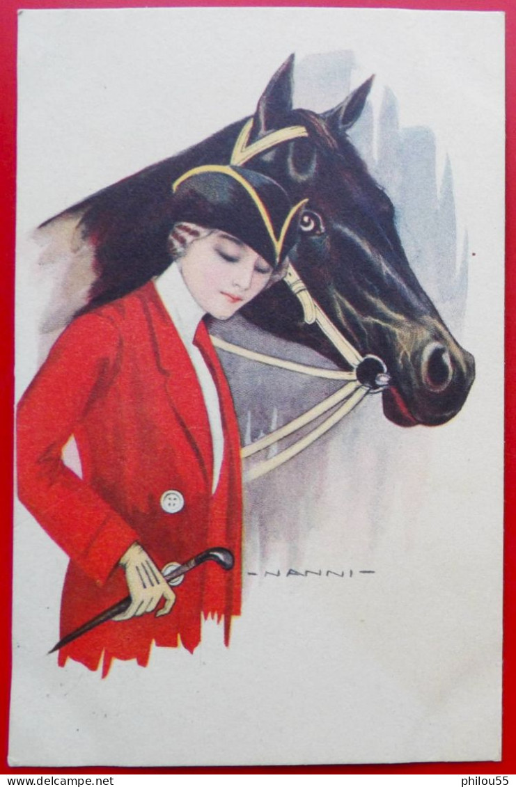 Cpa Illustrateur NANNI Femme Chapeau Cheval - Nanni