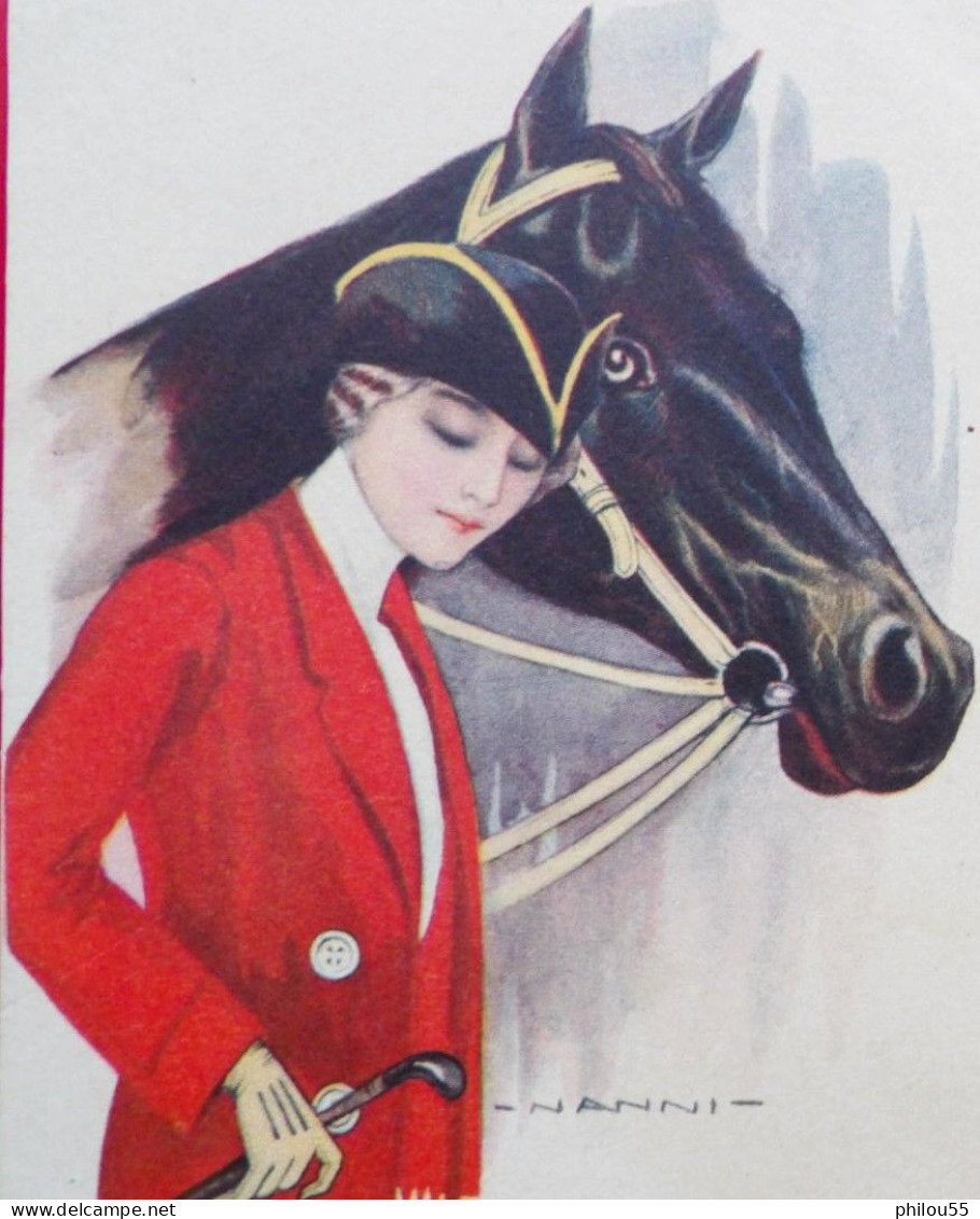 Cpa Illustrateur NANNI Femme Chapeau Cheval - Nanni