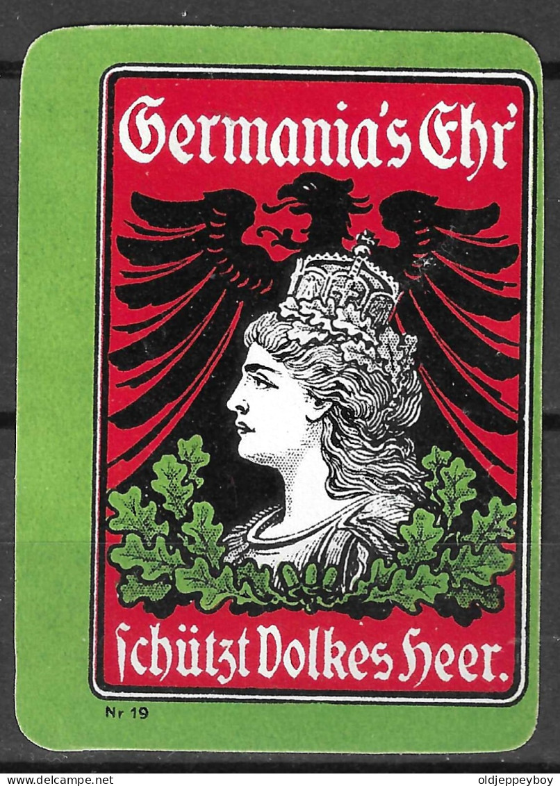 1914 DEUTSCHLAND WW1 GERMANY Propaganda Reklamemarke VIGNETTE Germania's Ehr. Schütz Volker Heer. - WO1
