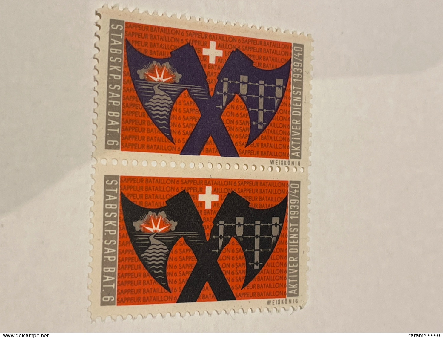 Schweiz Swiss Soldatenmarken Aktiver Dienst 1939- 1940 StabsKP. Bat. 6Z 24 - Vignettes