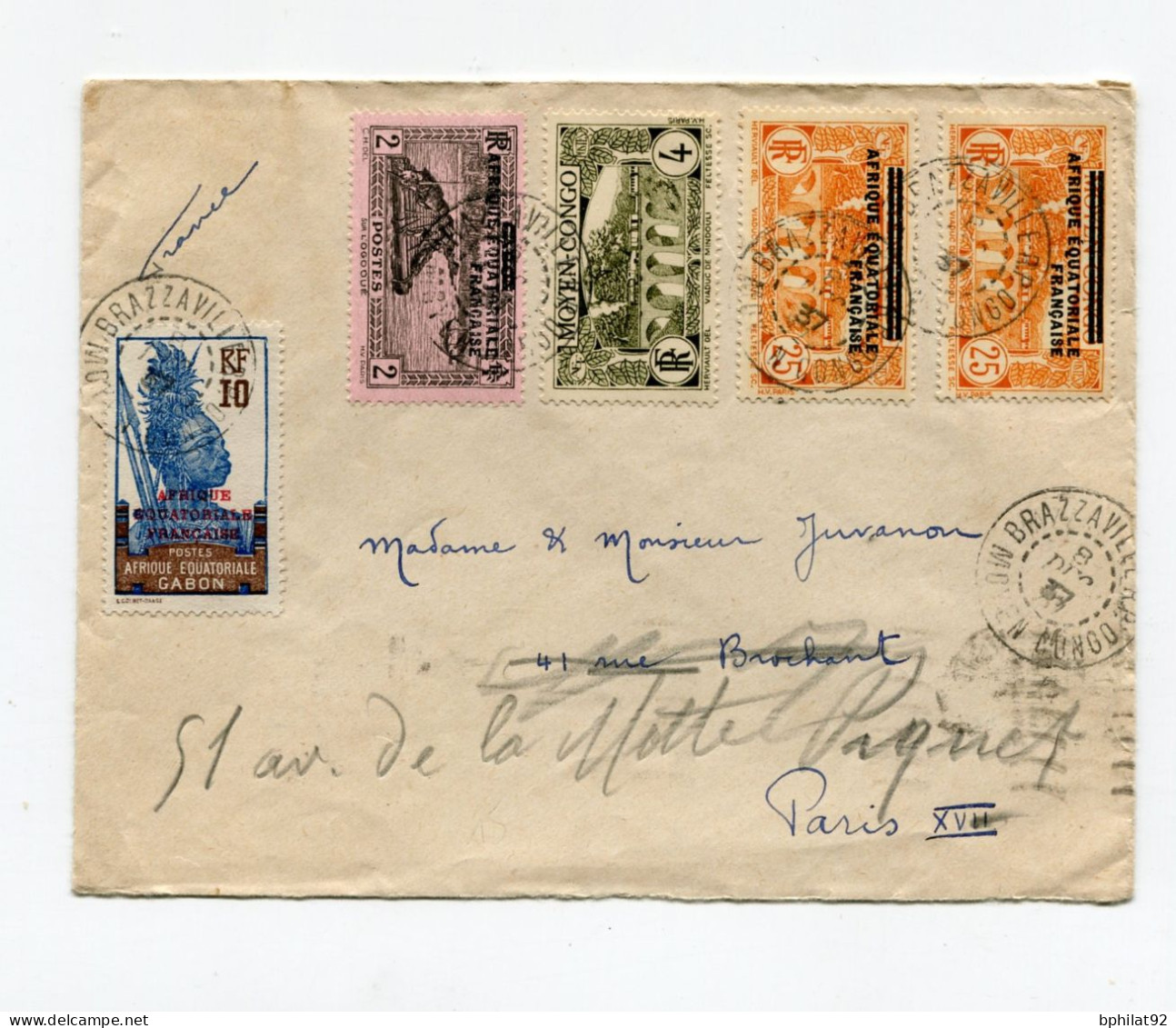 !!! AEF, LETTRE DE BRAZZAVILLE DE 1938 POUR PARIS - Cartas & Documentos