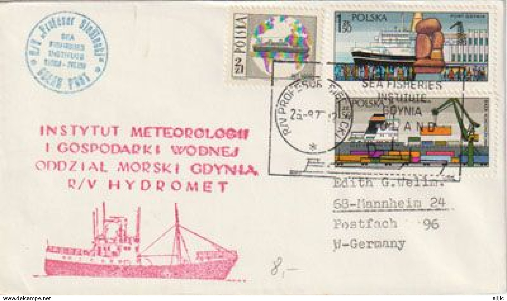 POLAND.Research/Survey Vessel HYDROMET (Polish Institute Of Meteorology) Warszawa, Letter To Germany 1979 - Clima & Meteorología