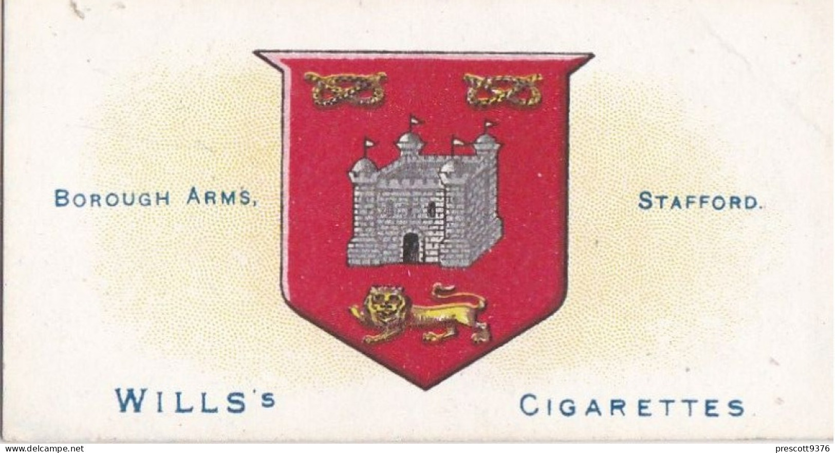 68 Stafford  - Borough Arms 1906 - Wills Cigarette Card - Original  - Antique - Wills