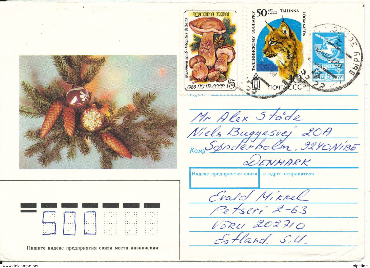 Estonia USSR Cover Sent To Denmark 2-12-1989 With Topic Stamps - Estonie