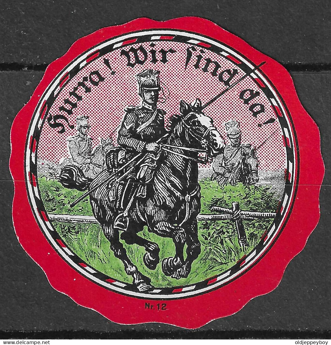 1914 DEUTSCHLAND WW1 GERMANY PROPAGANDA Reklamemarke VIGNETTE Hurra! Wir Sind Da. Motive Soldier At Horse - 1. Weltkrieg