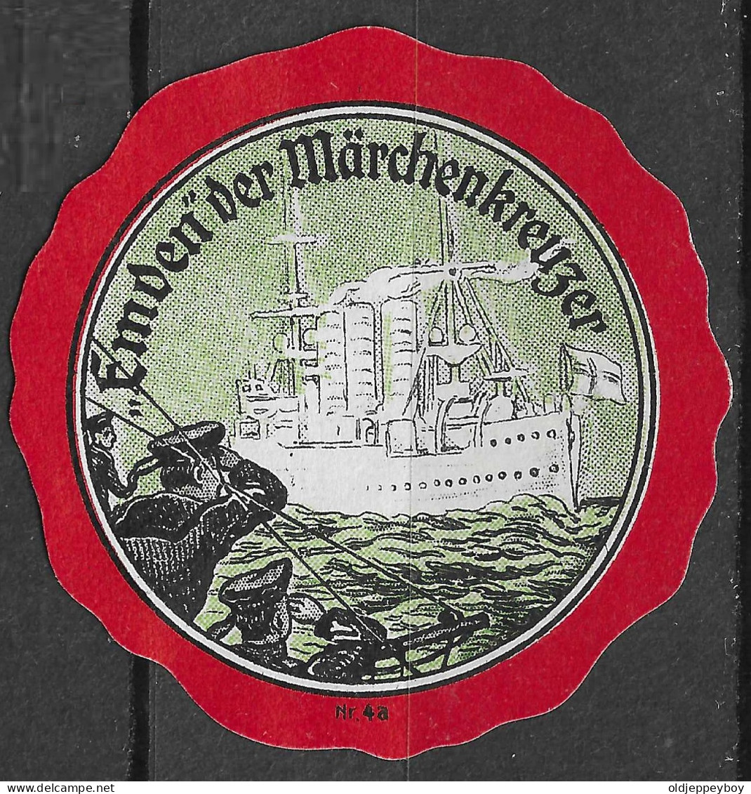 1914 DEUTSCHLAND WW1 GERMANY PROPAGANDA Reklamemarke VIGNETTE Emden Der Märschenkreuzer. Ship Motive - WW1