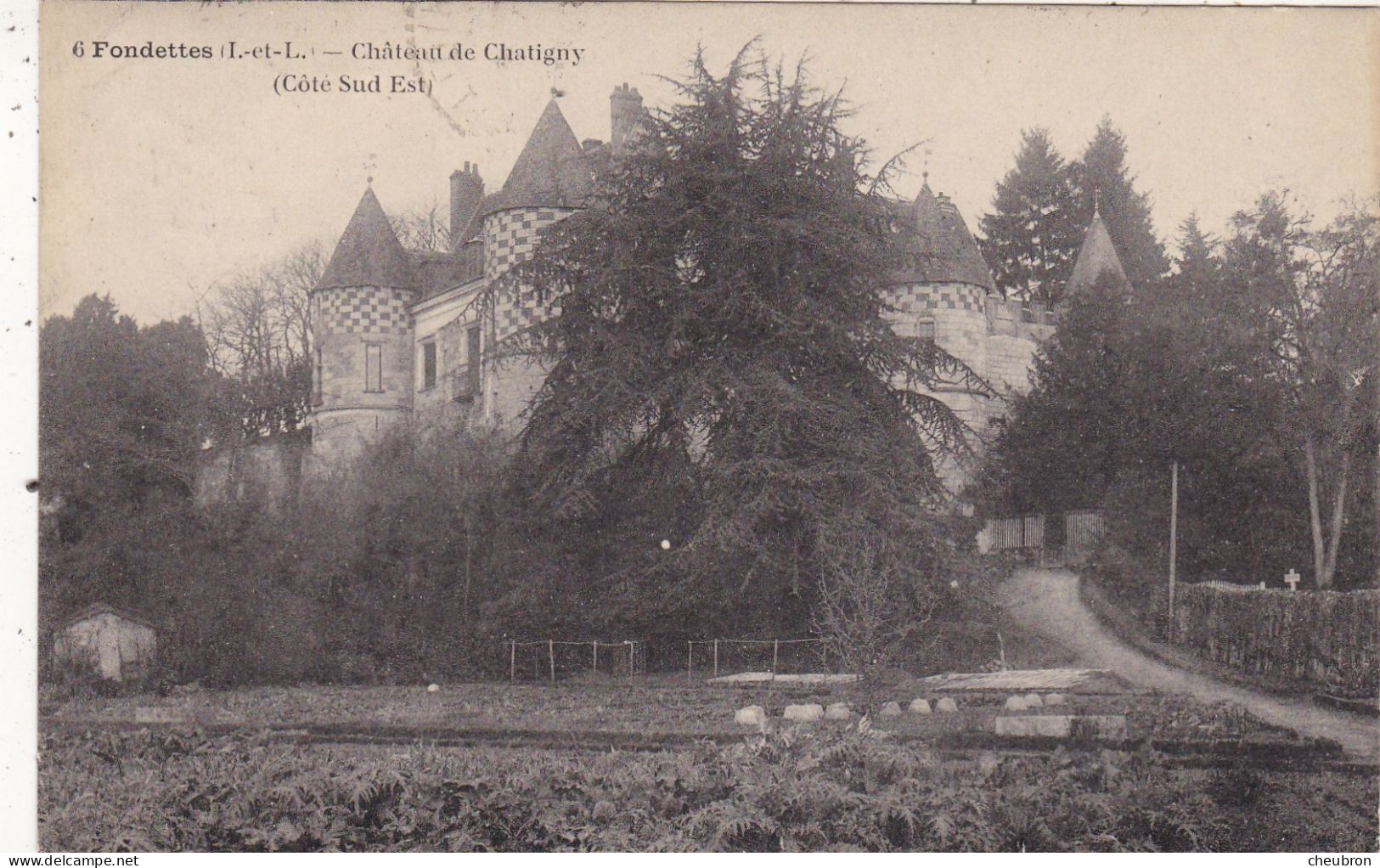 37. FONDETTES.  CPA. CHATEAU DE CHATIGNY COTE SUD EST. ANNEE 1923 + TEXTE - Fondettes