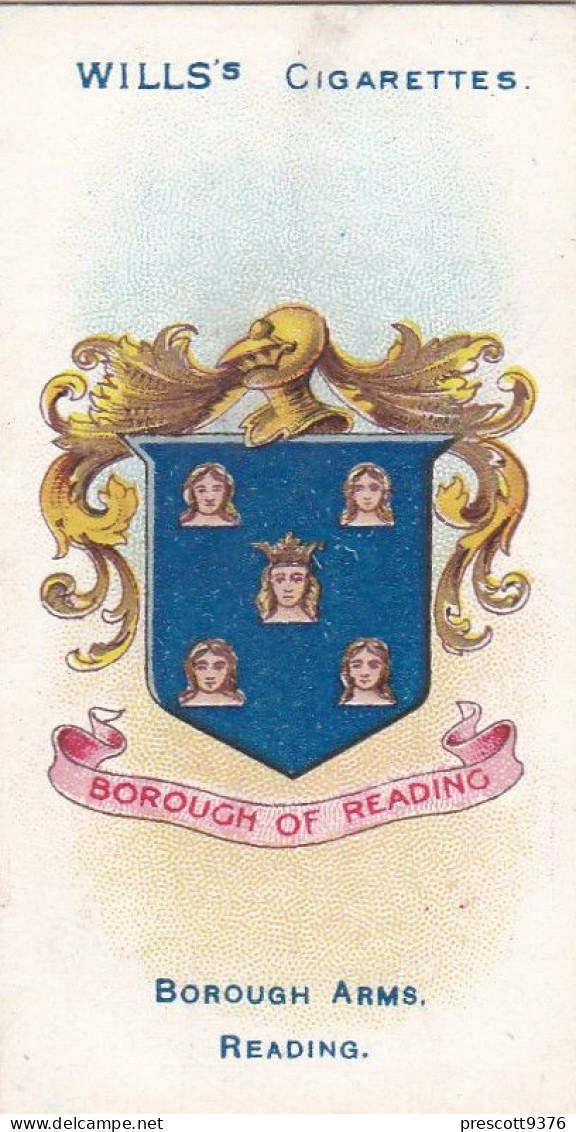 57 Reading  - Borough Arms 1906 - Wills Cigarette Card - Original  - Antique - Wills