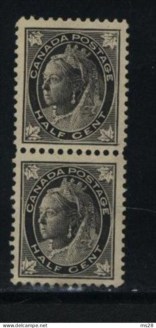 Canada Scott # 66 Pair HINGED Queen Victoria Value $ 26.00 - Ungebraucht