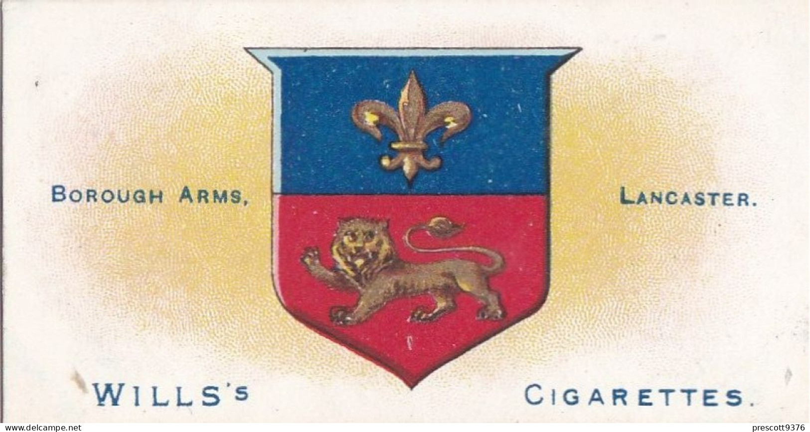 52 Lancaster - Borough Arms 1906 - Wills Cigarette Card - Original  - Antique - Wills