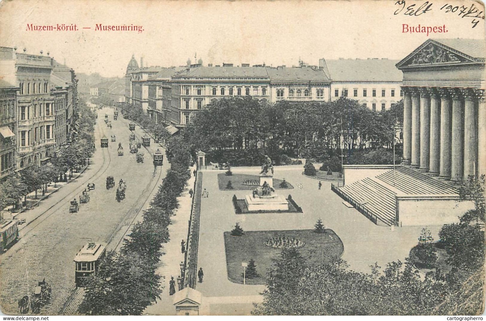 Postcard Hungary Budapest Museum Ring Tram - Bibliotecas