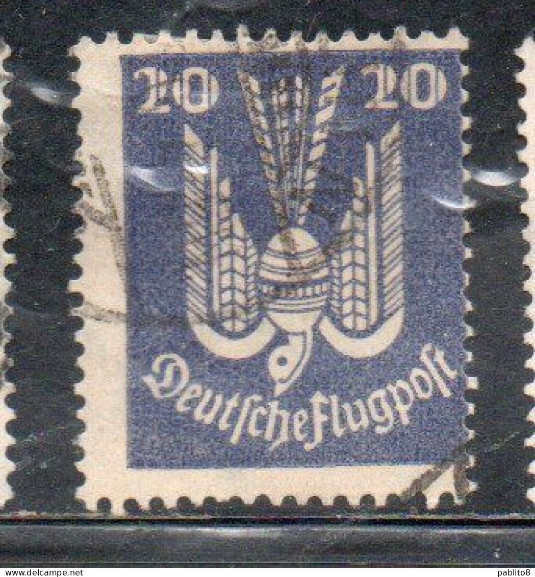 GERMANY GERMANIA GERMAN REICH EMPIRE IMPERO 1924 AIR MAIL POSTA AEREA CARRIER PIGEON 20pf USED USATO OBLITERE' - Airmail & Zeppelin