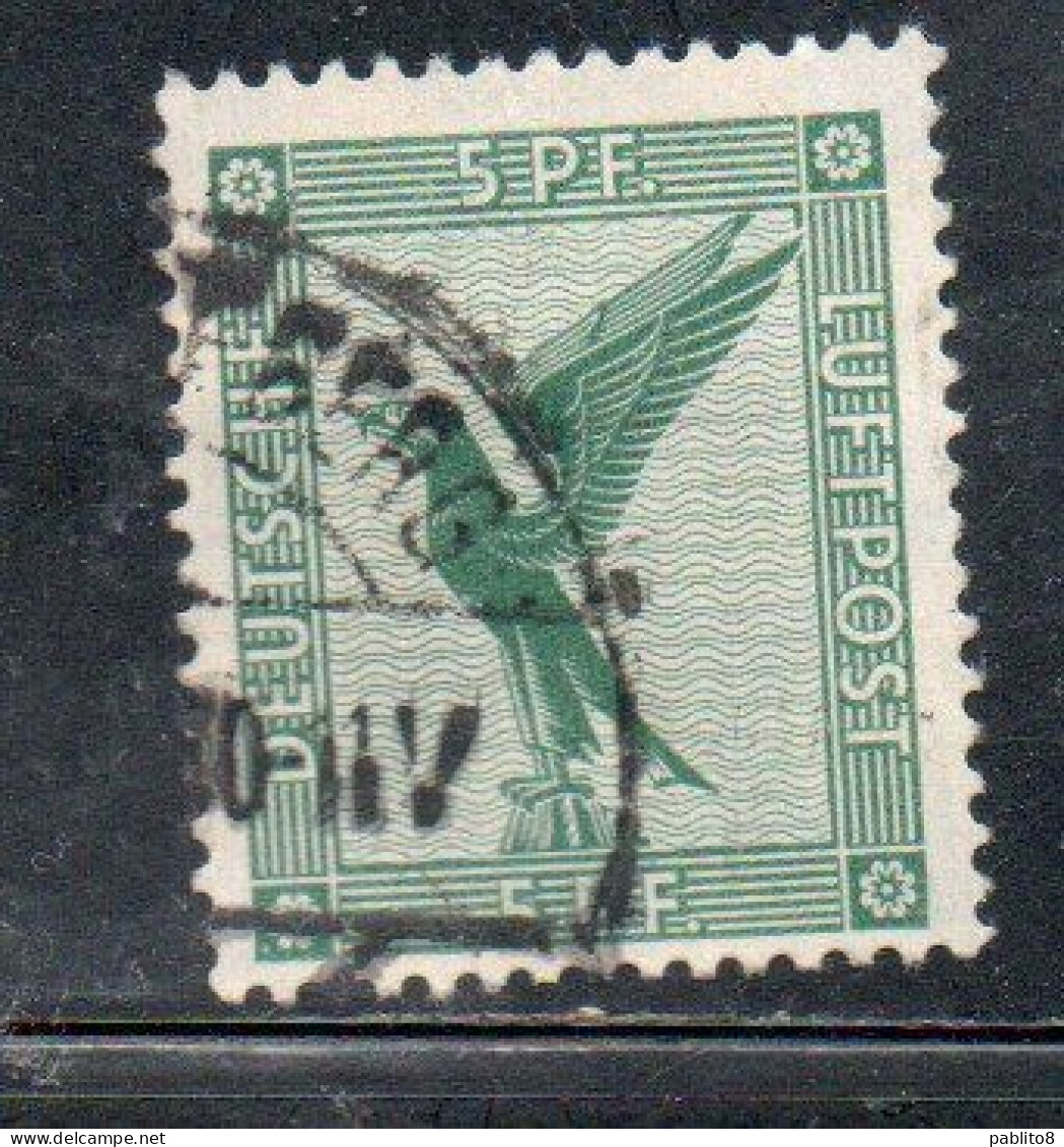 GERMANY GERMANIA GERMAN REICH EMPIRE IMPERO 1926 1927 AIR MAIL POSTA AEREA GERMAN EAGLE 5pf USED USATO OBLITERE' - Poste Aérienne & Zeppelin