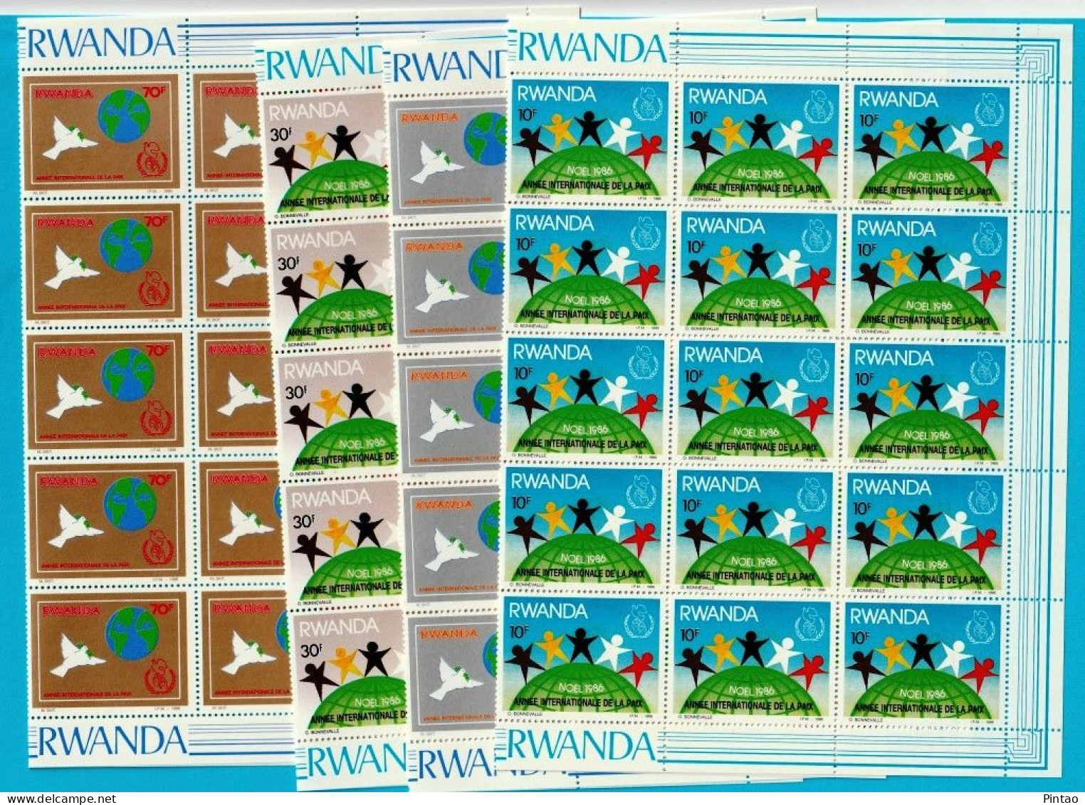 WW918f- RUANDA 1986- MNH_ 4 FOLDED SHEETS / 25 ISSUES / 100 STAMPS - Nuevos