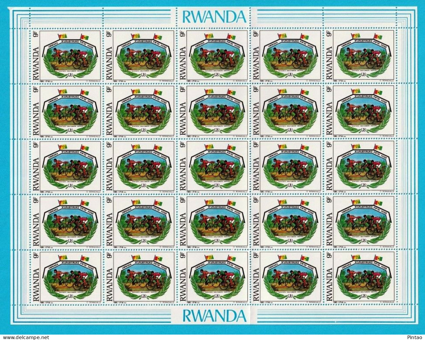 WW6972f- RUANDA 1985- MNH_ 4 FOLDED SHEETS / 25 ISSUES  /  100 STAMPS - Unused Stamps