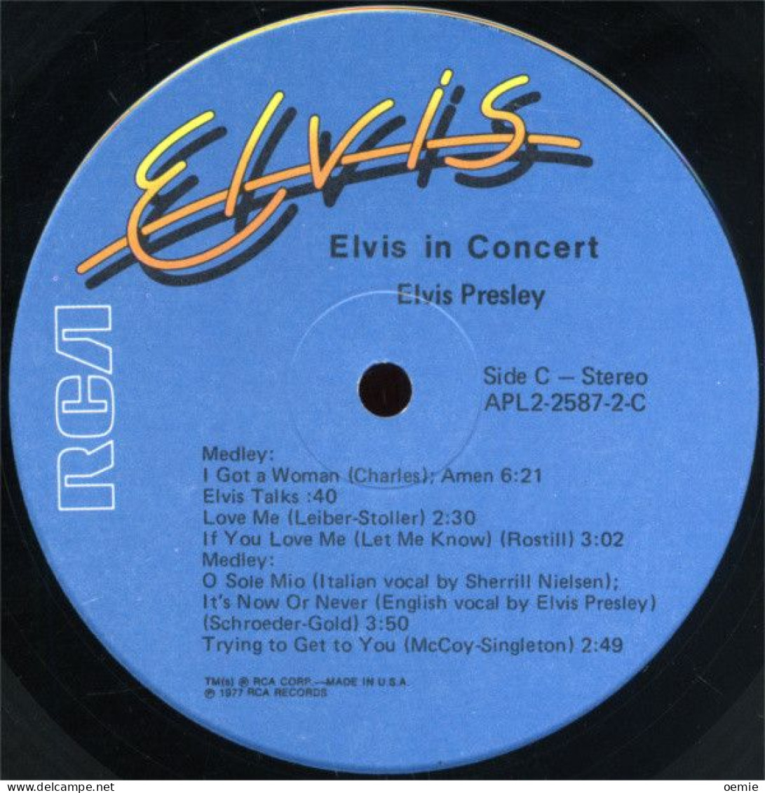 ELVIS  PRESLEY    °°   ELVIS  IN CONCERT   ALBUM  DOUBLE - Autres - Musique Anglaise