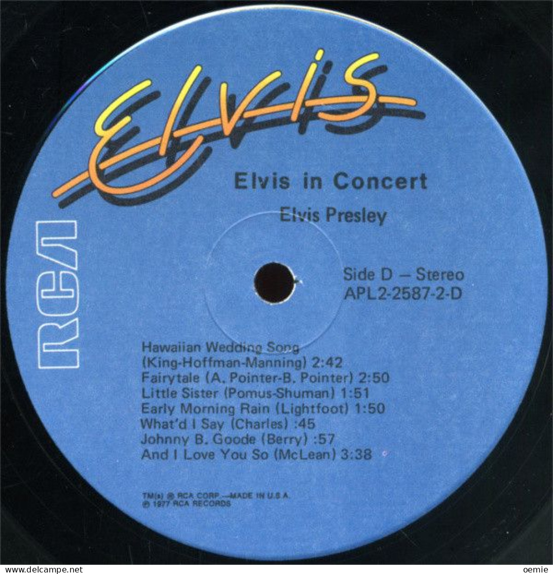 ELVIS  PRESLEY    °°   ELVIS  IN CONCERT   ALBUM  DOUBLE