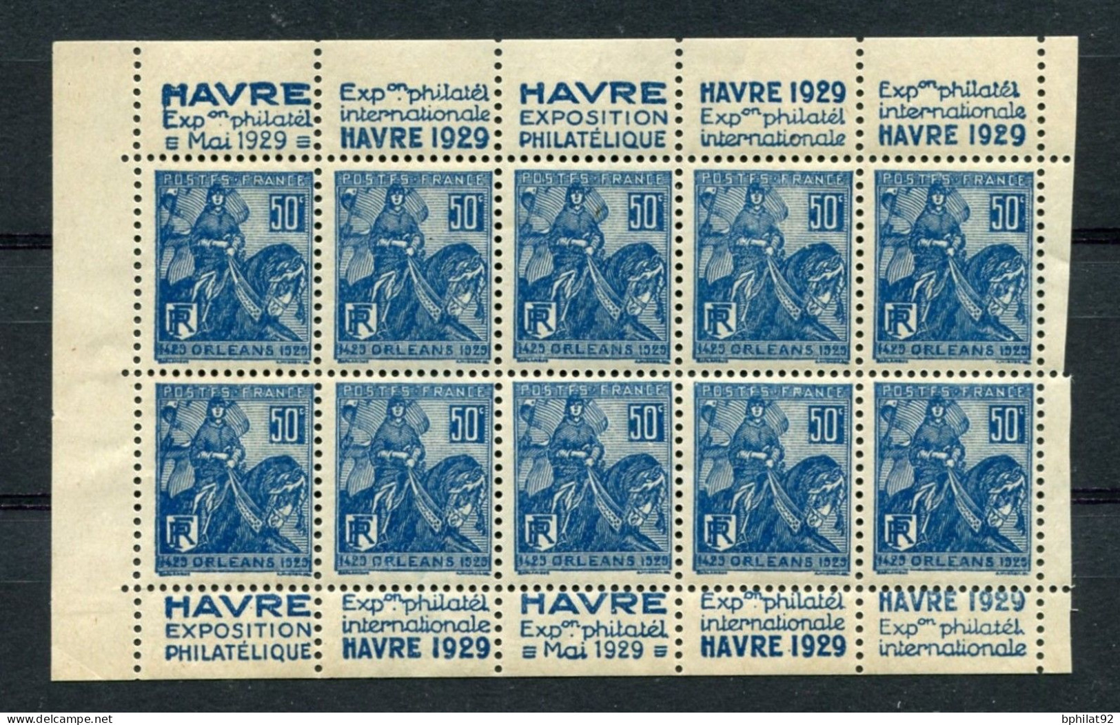 !!! JEANNE D'ARC, PANNEAU DE 10 TP AVEC BANDES PUBS LE HAVRE NEUF ** - Unused Stamps