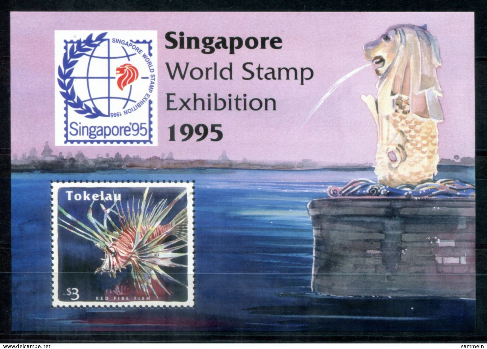 TOKELAU Block 5, Bl.5 Mnh - Rotfeuerfisch, Red Fire Fish, Poisson-lion, Singapore '95 - TOKÉLAOU - Tokelau