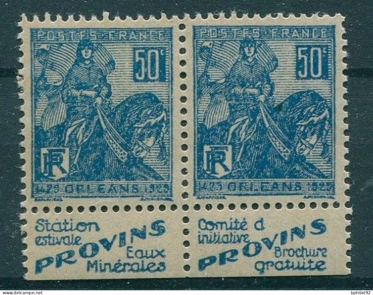!!! 50 C JEANNE D'ARC : PAIRE AVEC BANDES PUBS PROVINS NEUVE */** - Unused Stamps