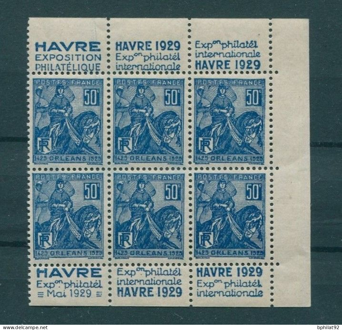 !!! 50 C JEANNE D'ARC : BLOC DE 6 AVEC PUBS LE HAVRE NEUF ** - Unused Stamps