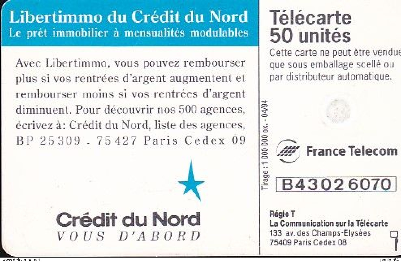 F375A - 04/1994 - CRÉDIT DU NORD - 50 GEM - 1994