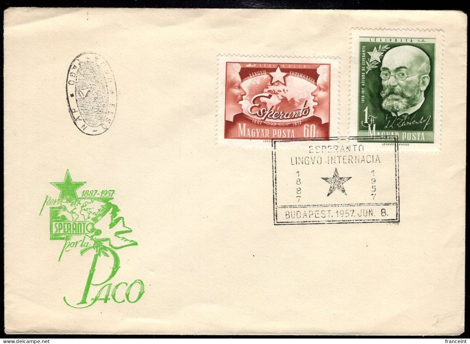 SWITZERLAND(1957) Esperanto. Zamehof. Unaddressed FDC With Cachet And Thematic Cancel. Scott Nos C170-1. - Esperanto