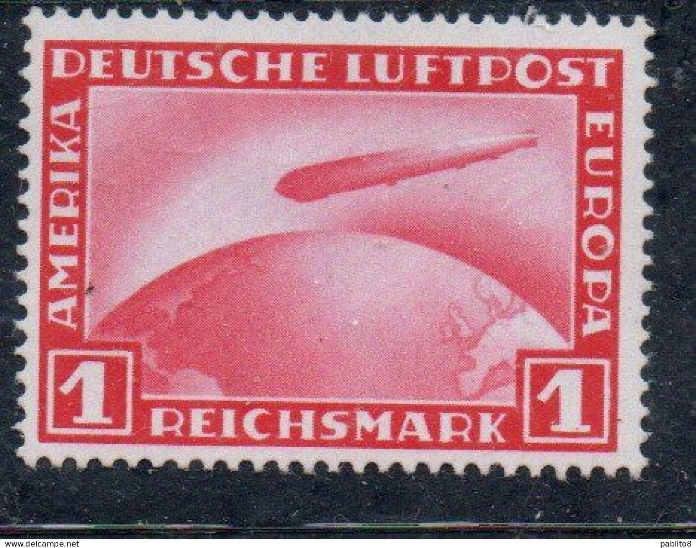 GERMANY GERMANIA GERMAN REICH EMPIRE IMPERO 1928 1931 AIRMAIL AIR POST MAIL AEREA GRAF ZEPPELIN CROSSING OCEAN 1m MLH - Airmail & Zeppelin