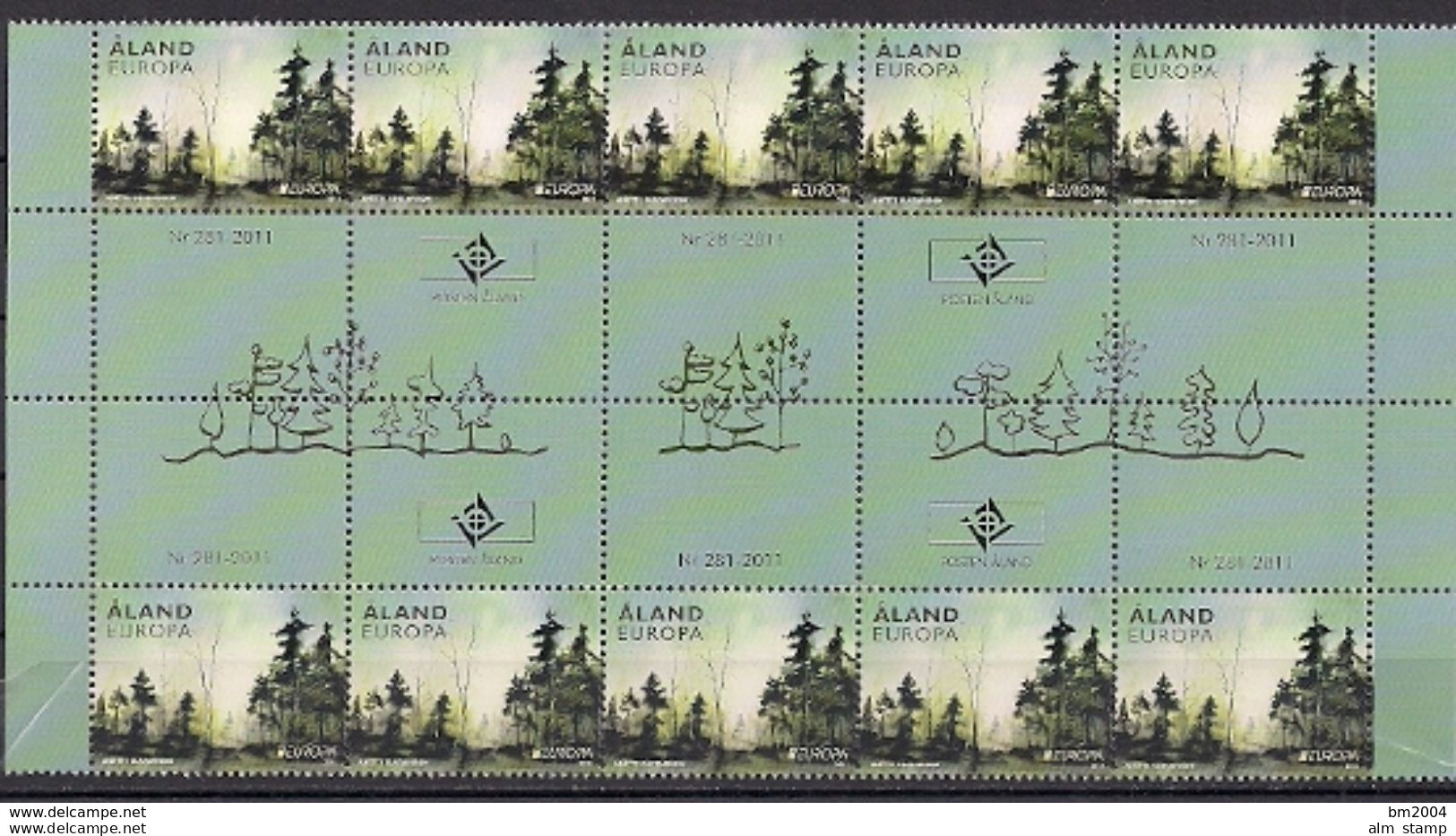 2011 Finnland - Aland Mi. 341 ZW **MNH  Gutter Pair  Europa  " Der Wald " - 2011