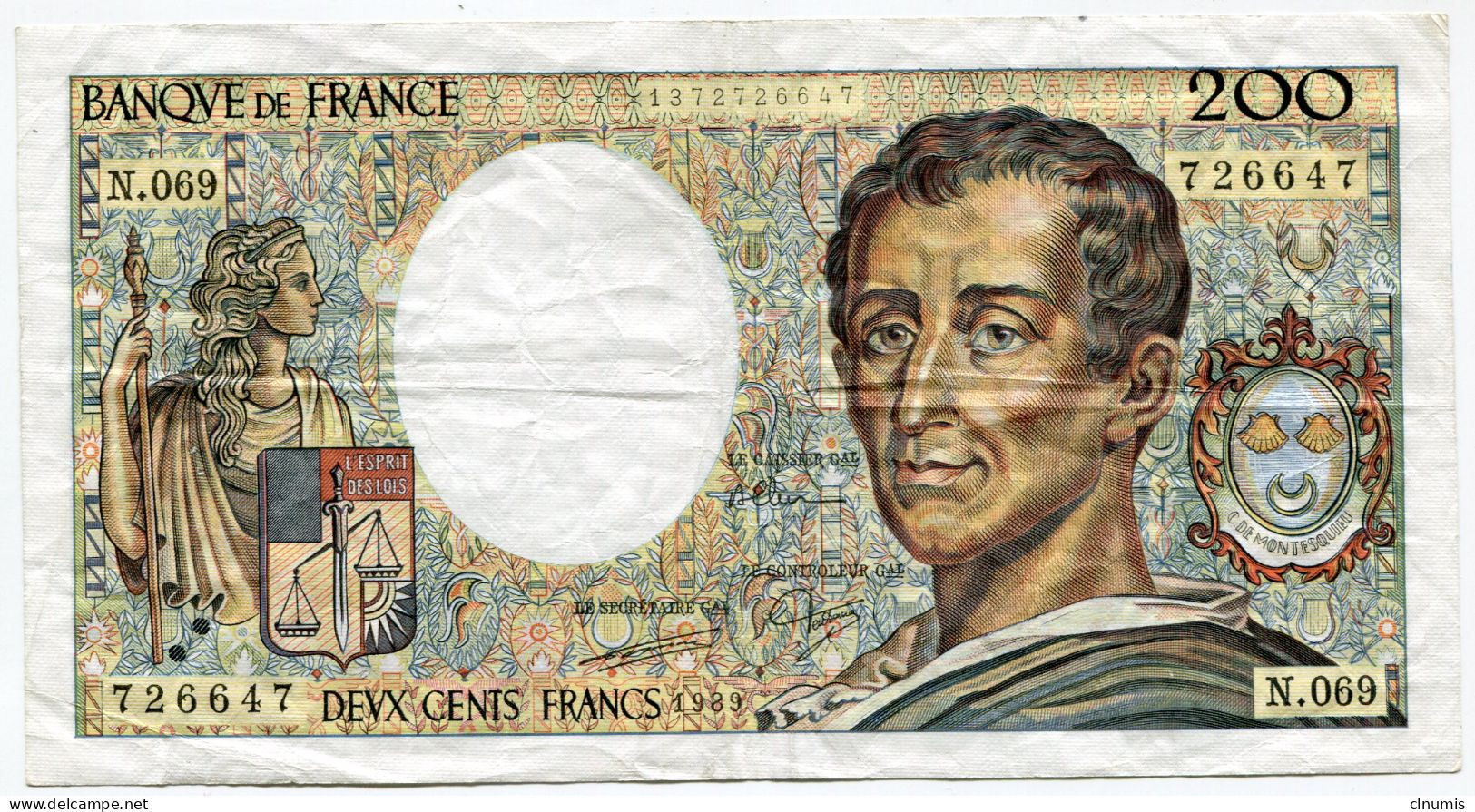 200 Francs Montesquieu 1989, Alphabet N. 069 - 200 F 1981-1994 ''Montesquieu''