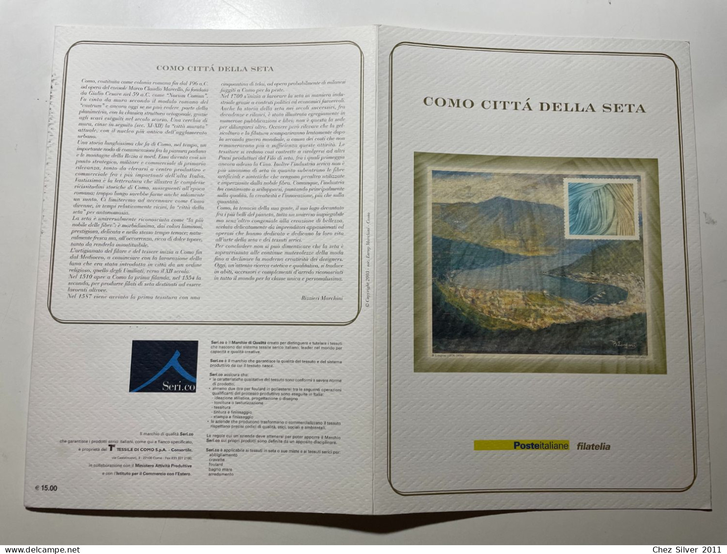 2001 Poste Italiane Folder Filatelico Como Citta' Della Seta Con Francobusta E Foulard - Folder
