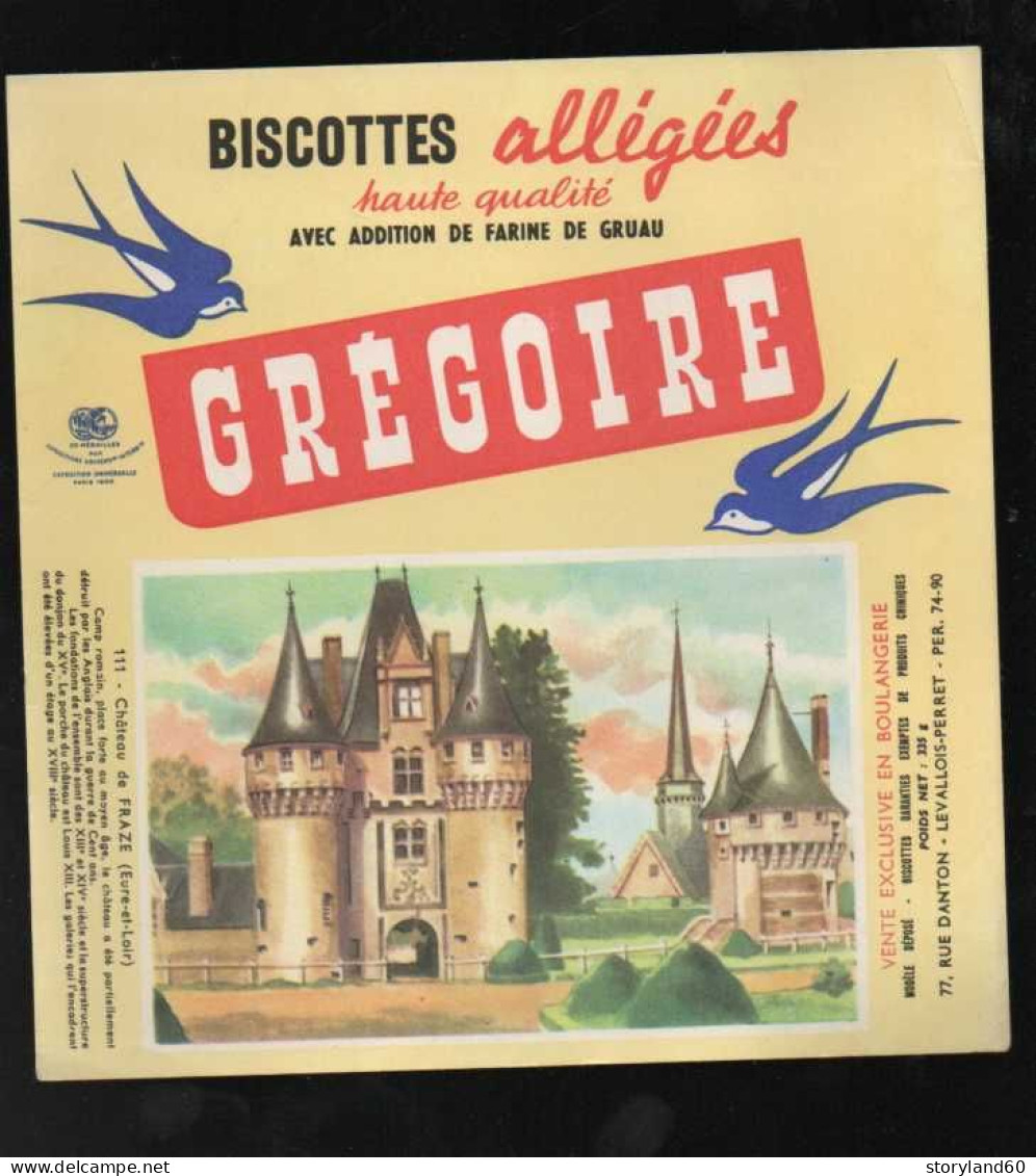 Buvard Biscottes Allégées Haute Qualité Grégoire 3 Chateaux + 1 Bon D'épargne (soit Total 4 Pièces) - Biscottes