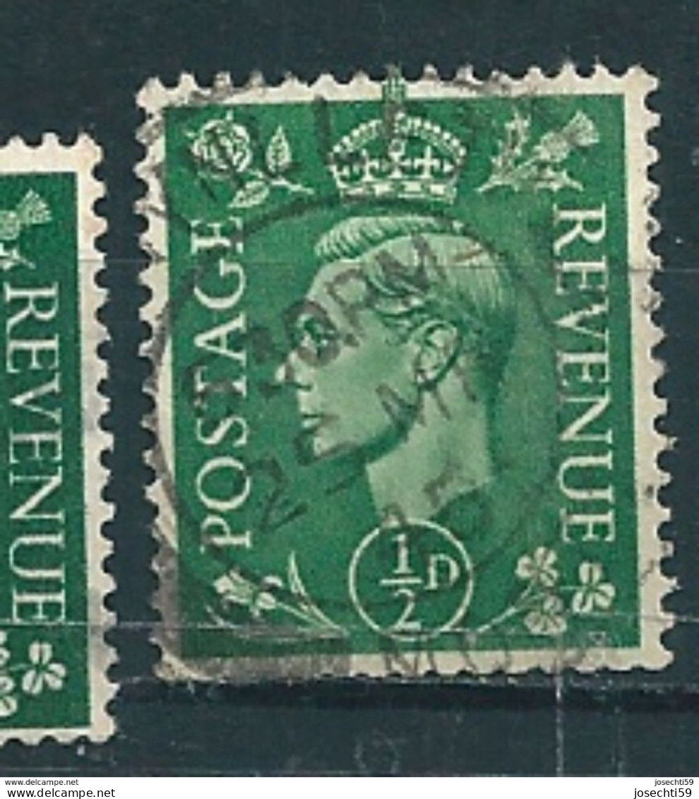 N° 209 B George VI -> Filigrane Renversé Timbre  Grande Bretagne 1937 Oblitéré Royaume-Uni  GB Postage Revenue - Usados