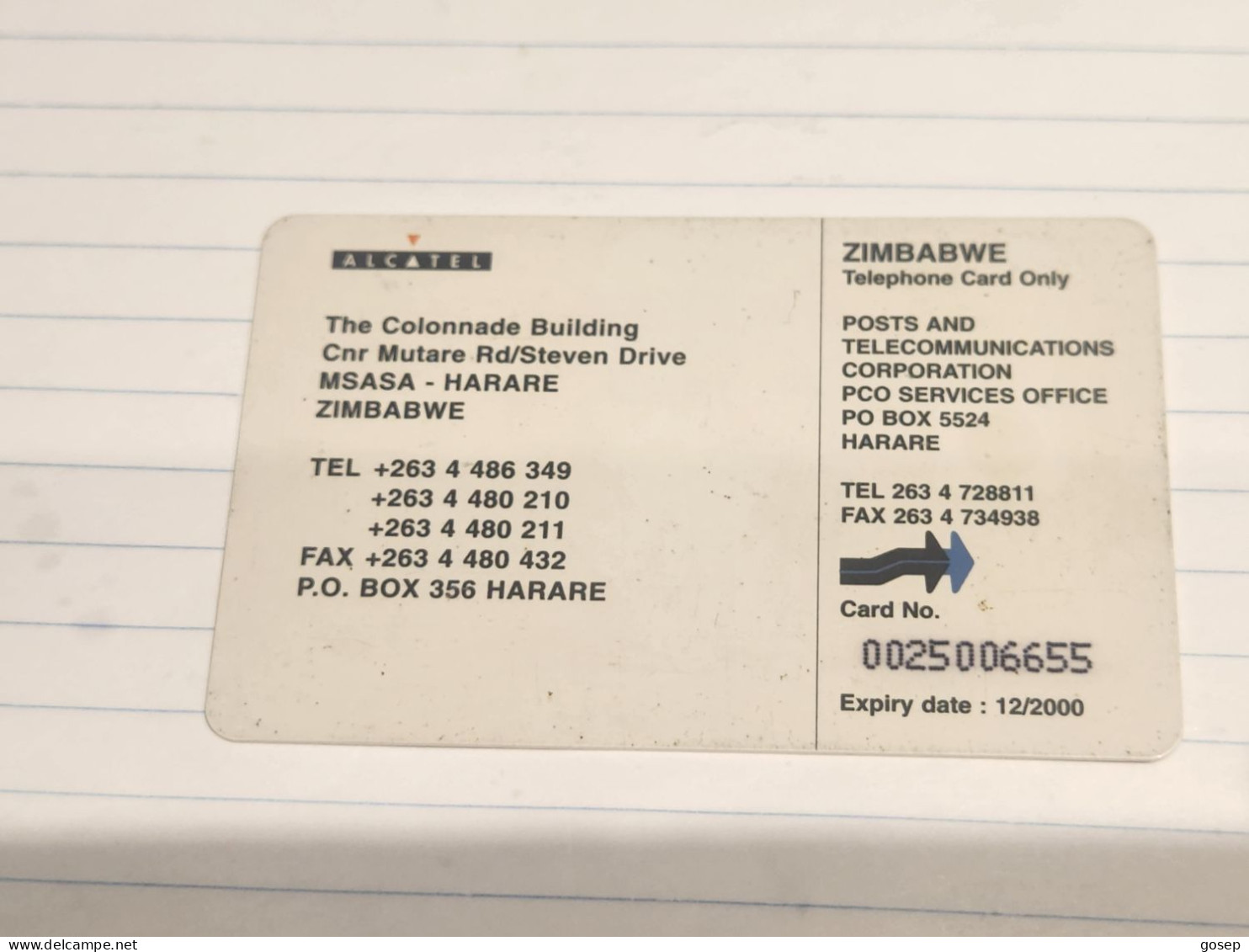 Zimbabwe-(ZIM-32)-ALECTAL 50-(50)-($100)-(0025006655)-(1/12/2000)-(tirage-20.000)-used Card+1card Free - Simbabwe