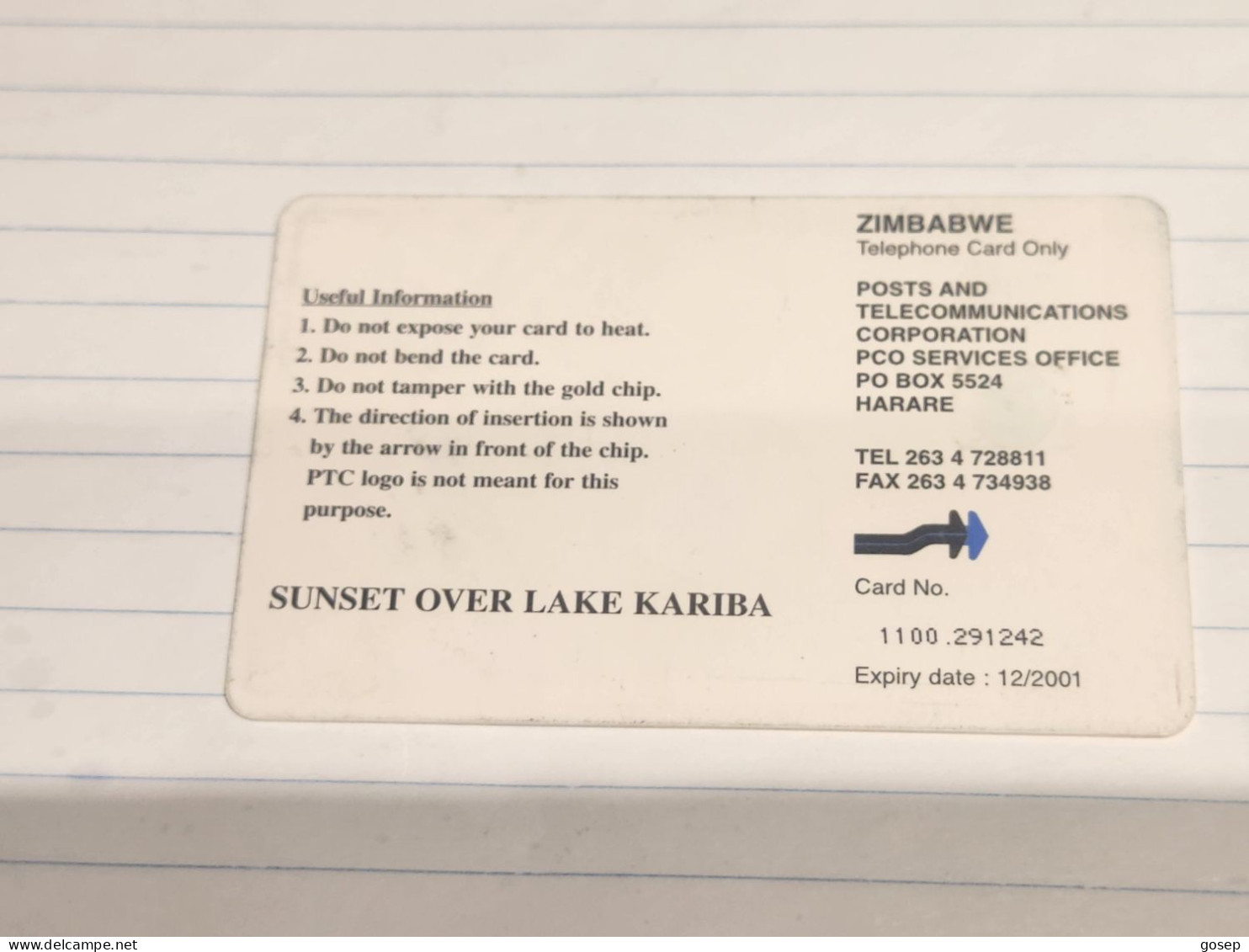 Zimbabwe-(ZIM-36A)-Sunset Over Lake Kariba-(72)-($100)-(1100-291242)-(1/12/2001)-(tirage-50.000)-used Card+1card Free - Zimbabwe