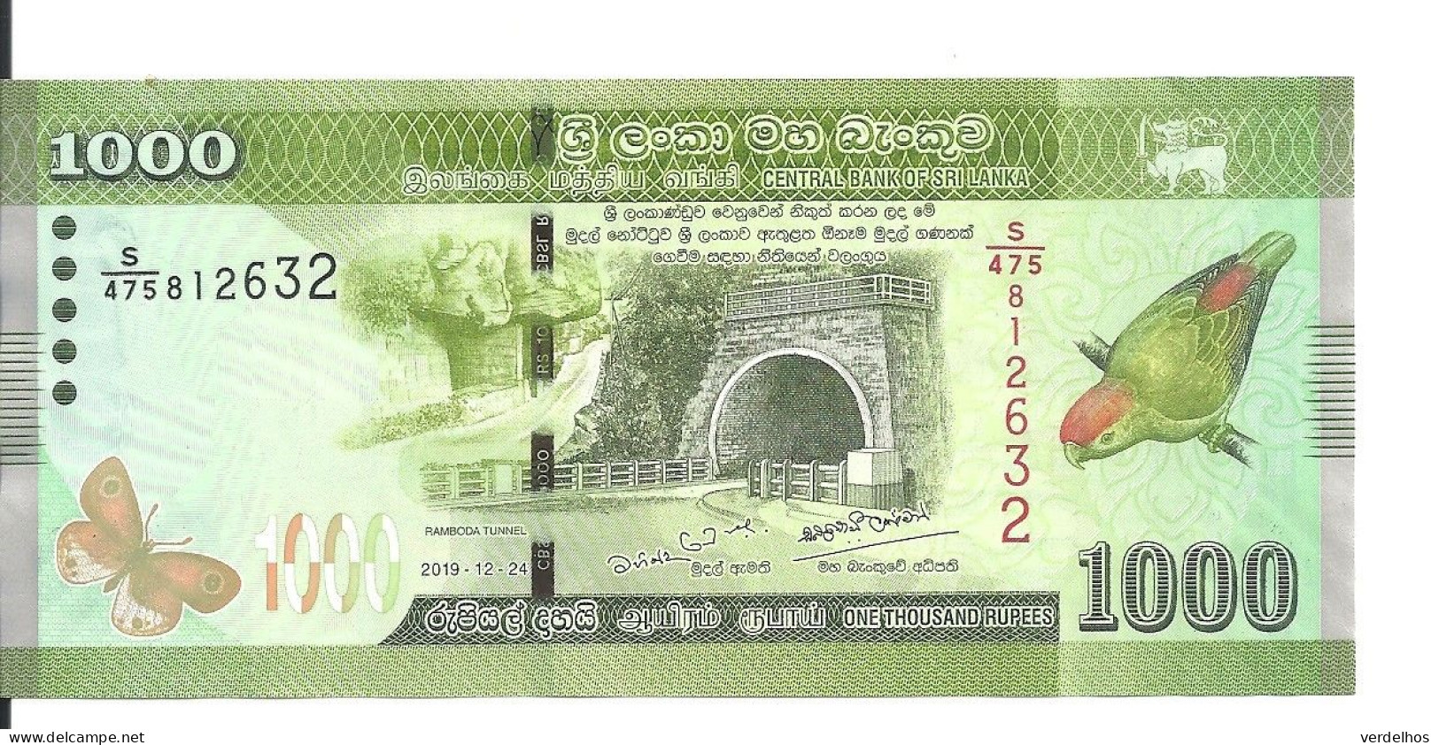 SRI LANKA 1000 RUPEES 2019 UNC P 127 F - Sri Lanka